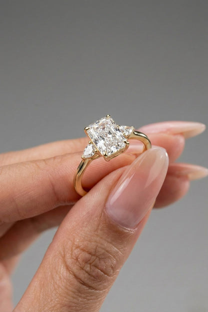 Radiant Cut Three Stone Moissanite Engagement Ring