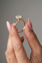 1 CT - 3 CT Emerald Cut Lab grown Diamond Hidden Halo Engagement Ring