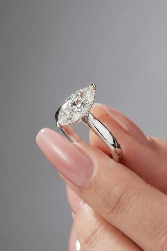 Marquise Cut Classic Solitaire Moissanite Engagement Ring