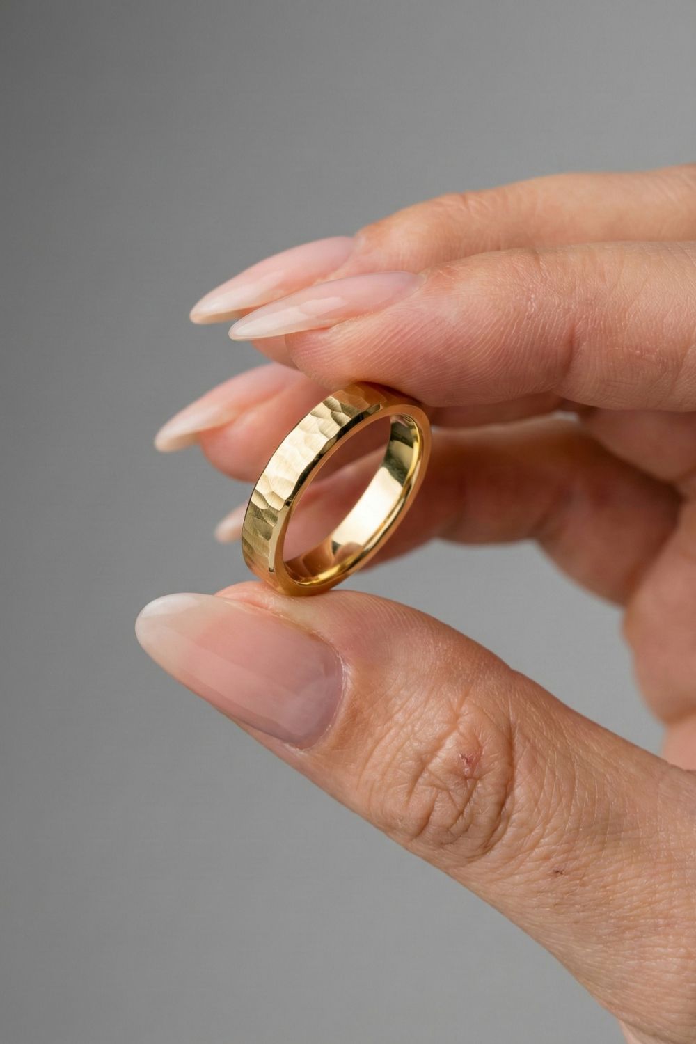 Straight Hammered Wedding Band For Men