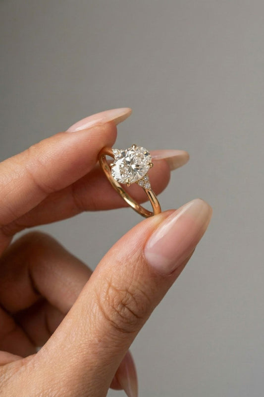 Oval Cut Lab grown Diamond Cluster Engagement Ring