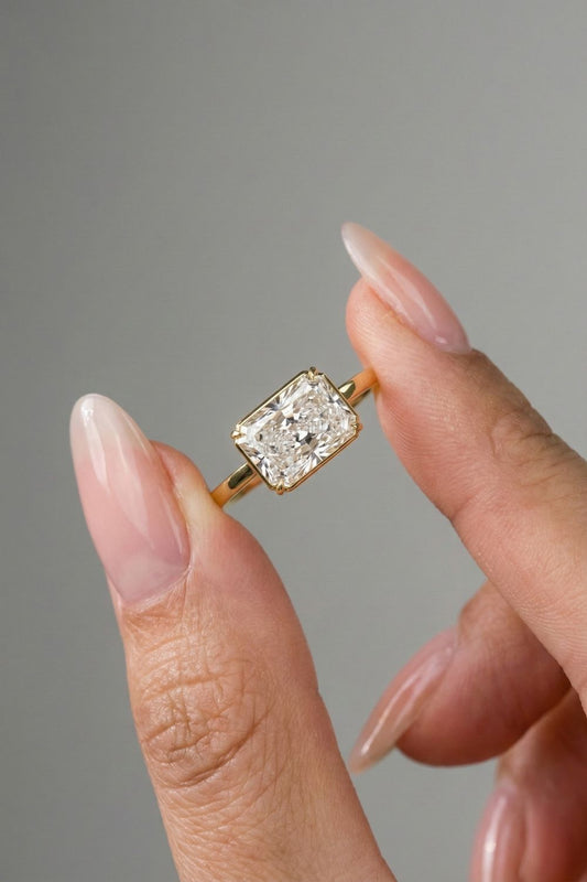 2.01 CT - 3.01 CT Radiant Cut Lab grown Diamond Solitaire Engagement Ring