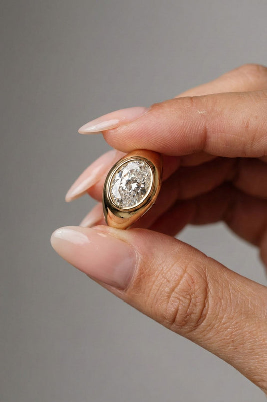 2.18 CT Oval Cut Lab grown Diamond Flush Setting Engagement Ring