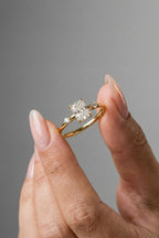 Radiant Cut Lab grown Diamond Side Stones Engagement Ring