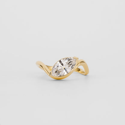 1.14 CT - 2.14 CT Marquise Cut Lab grown Diamond Half bezel Solitaire Engagement Ring