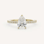 0.7 CT - 1.75 CT Pear Cut Lab grown Diamond Pave Engagement Ring