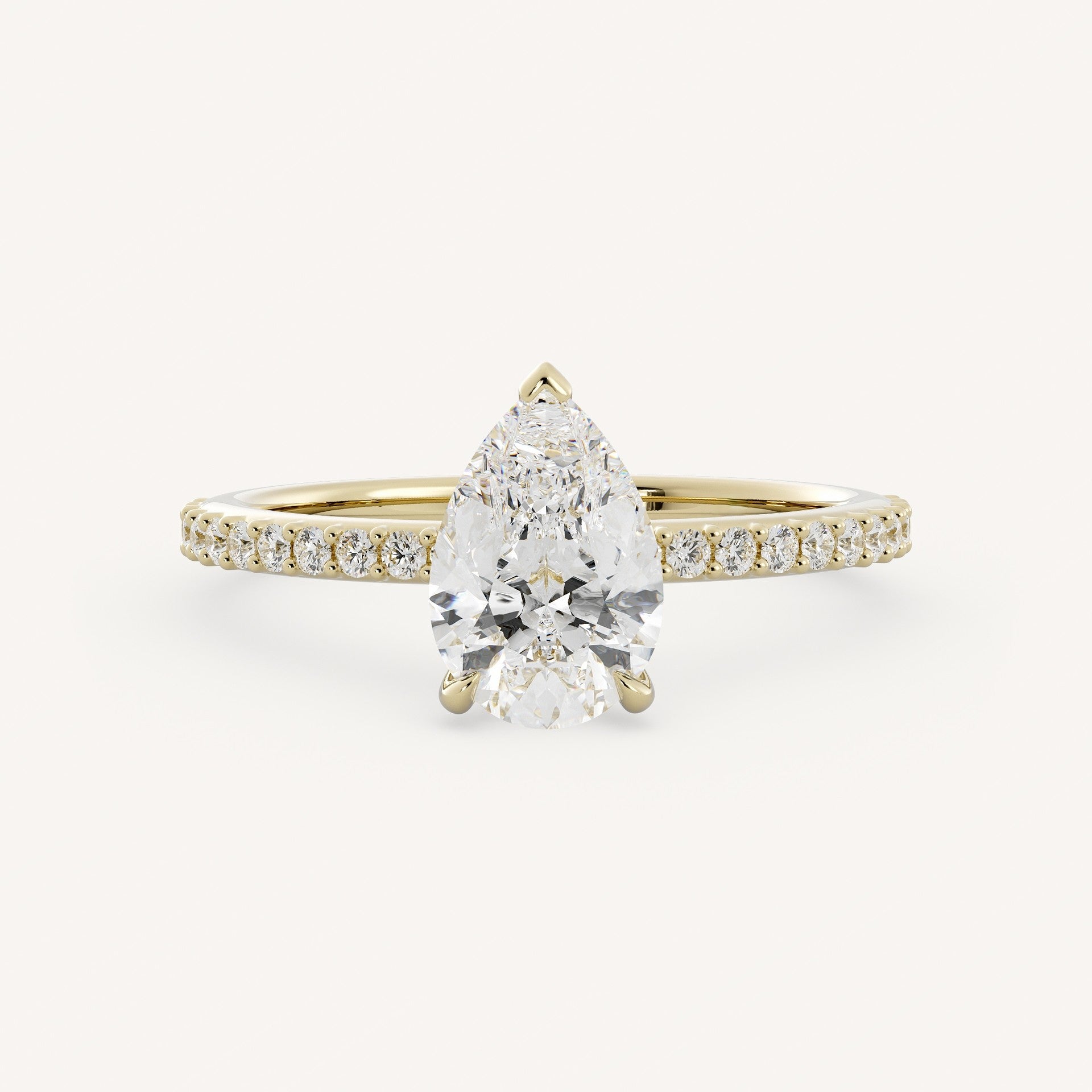 0.7 CT - 1.75 CT Pear Cut Lab grown Diamond Pave Engagement Ring