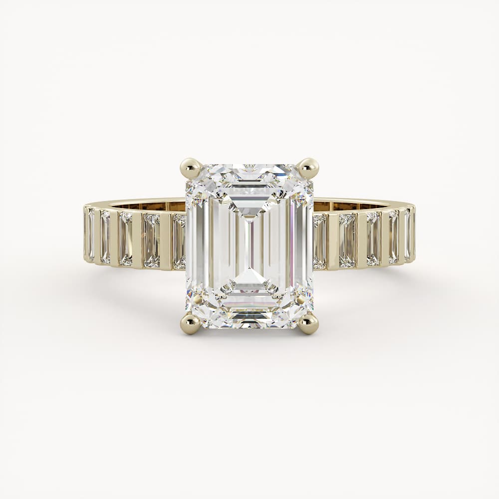 3 CT Emerald Cut Lab grown Diamond Pave Engagement Ring