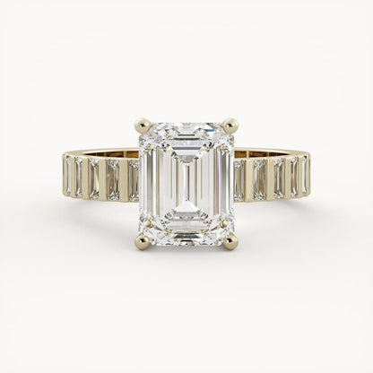 3 CT Emerald Cut Lab grown Diamond Pave Engagement Ring