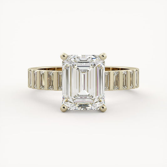 3 CT Emerald Cut Lab grown Diamond Pave Engagement Ring