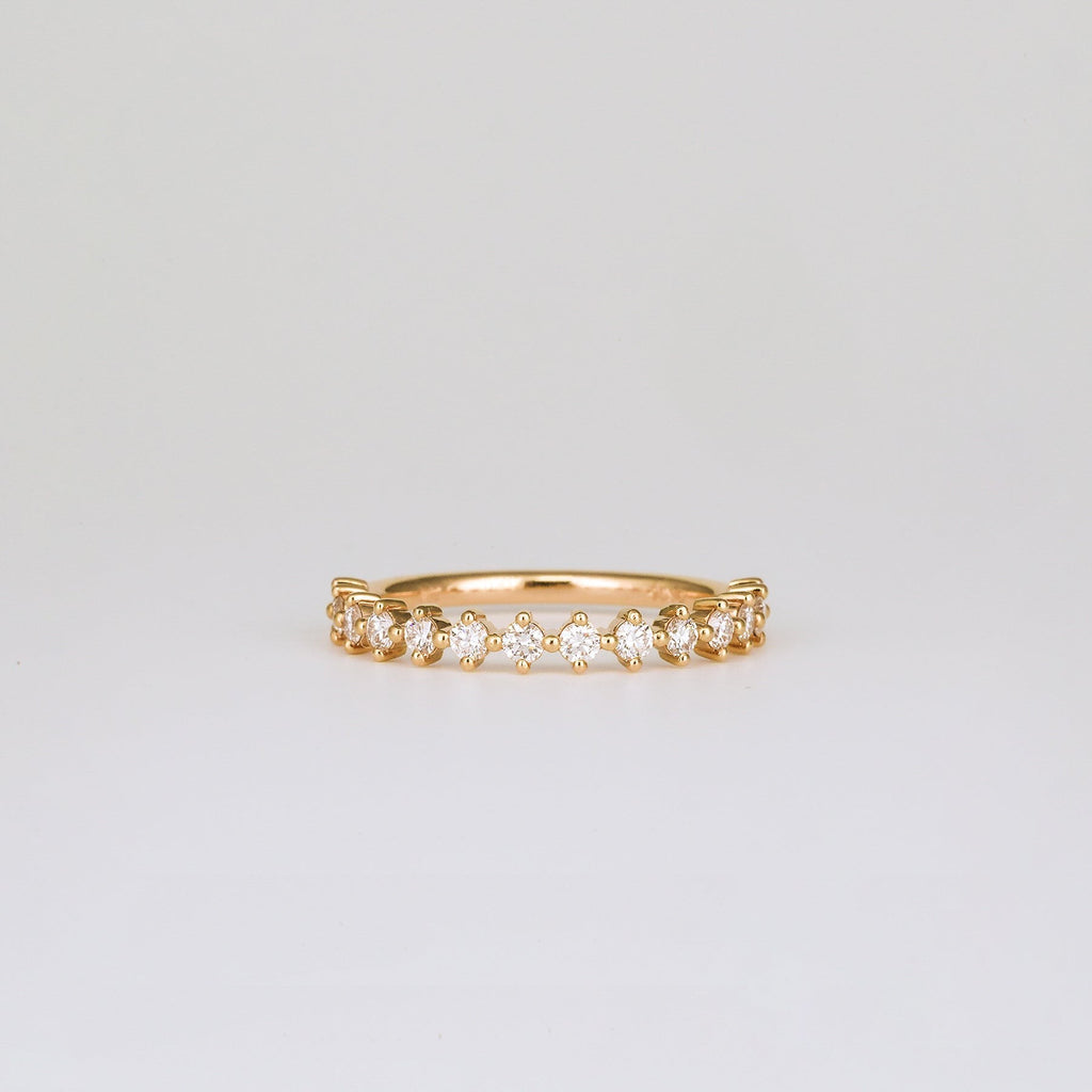 0.38 TCW Round CVD Diamond Shared Prong Half Eternity Wedding Band