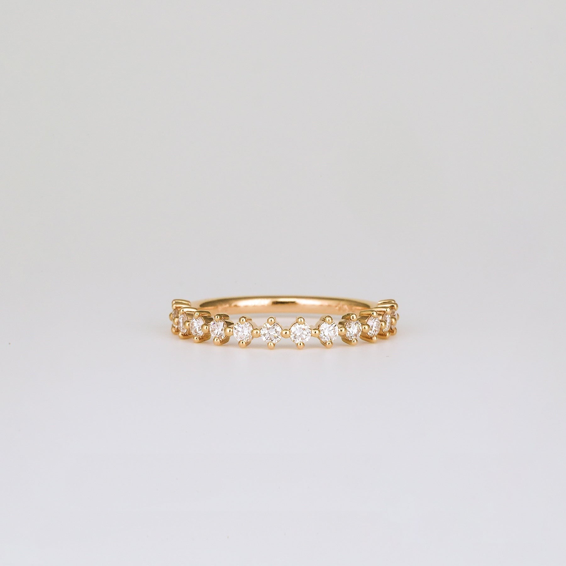 0.38 TCW Round CVD Diamond Shared Prong Half Eternity Wedding Band