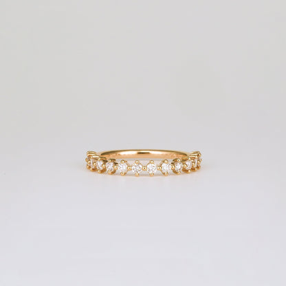 0.38 TCW Round CVD Diamond Shared Prong Half Eternity Wedding Band