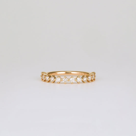 0.38 TCW Round CVD Diamond Shared Prong Half Eternity Wedding Band