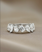 1.91 TCW Mix Fancy CVD Diamond Half Eternity Wedding Band