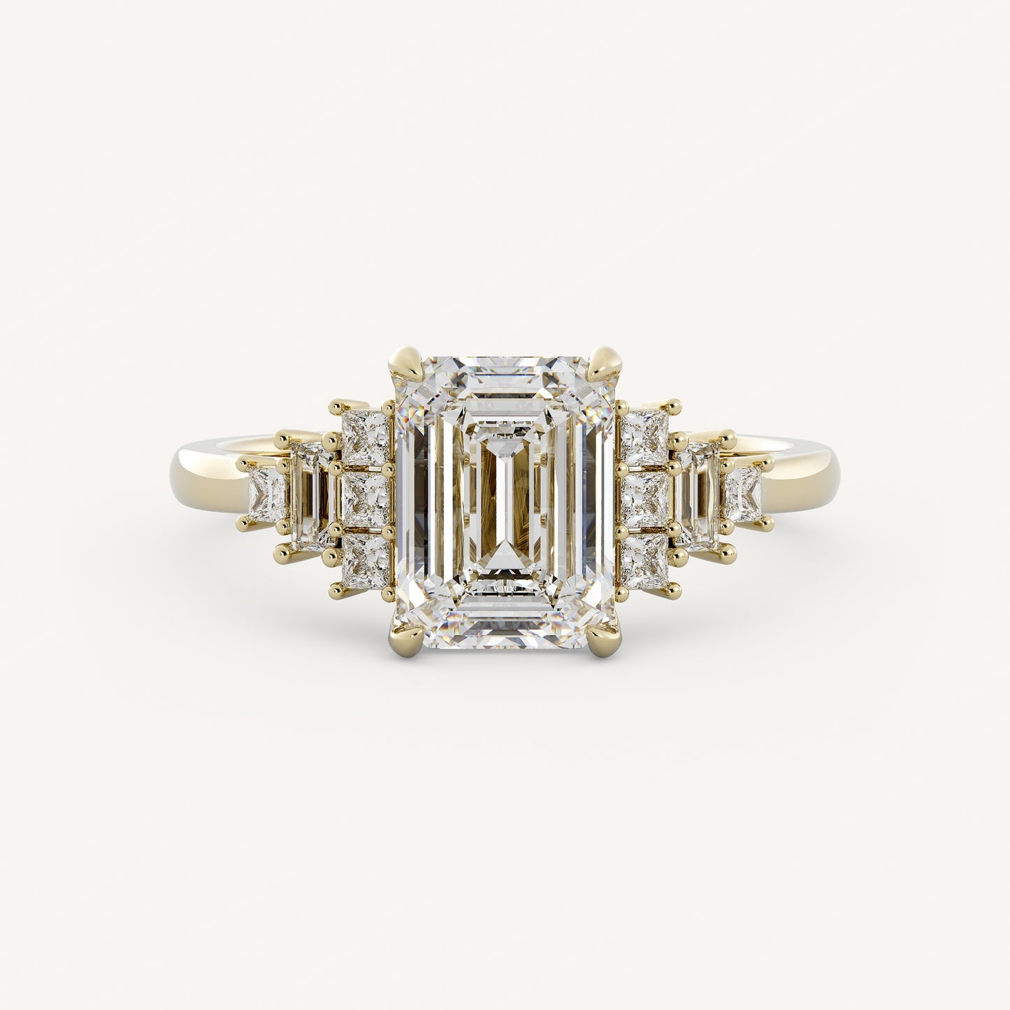 2 CT - 3 CT Emerald Cut Lab grown Diamond Cluster Engagement Ring