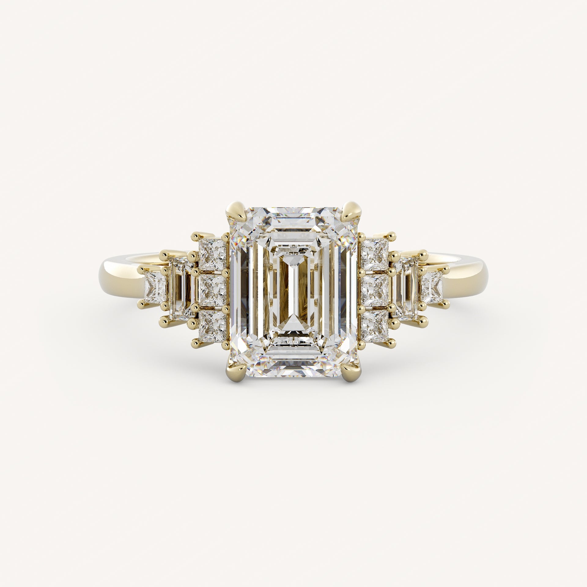 2 CT - 3 CT Emerald Cut Lab grown Diamond Cluster Engagement Ring