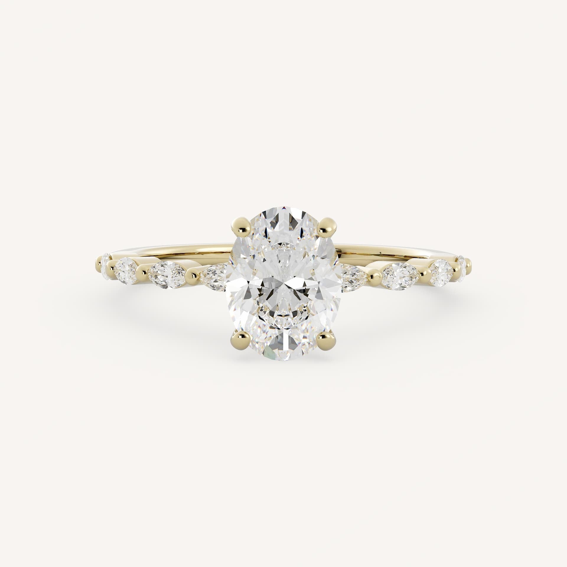 1 CT - 2 CT Oval Cut Lab grown Diamond Side Stones Engagement Ring