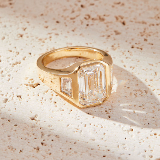 4 CT Emerald Cut Side Stones Flush Set Moissanite Engagement Ring