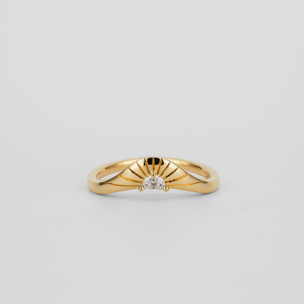 0.07 TCW Half Moon CVD Diamond Curved Crown Style Wedding Band