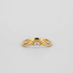 0.07 TCW Half Moon CVD Diamond Curved Crown Style Wedding Band