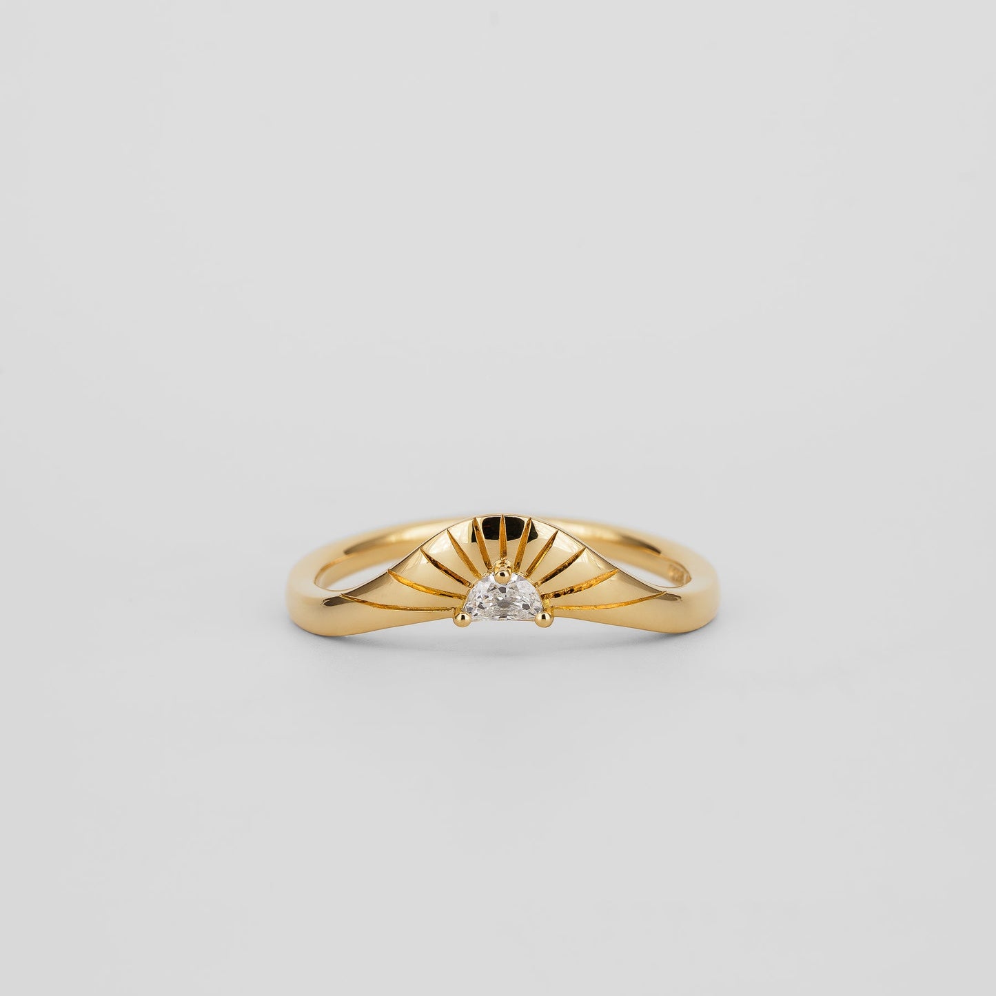 0.07 TCW Half Moon CVD Diamond Curved Crown Style Wedding Band