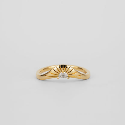 0.07 TCW Half Moon CVD Diamond Curved Crown Style Wedding Band