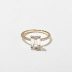 1.82 CT - 2.82 CT Emerald Cut Lab grown Diamond Pave Engagement Ring