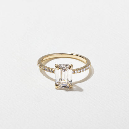 1.82 CT - 2.82 CT Emerald Cut Lab grown Diamond Pave Engagement Ring