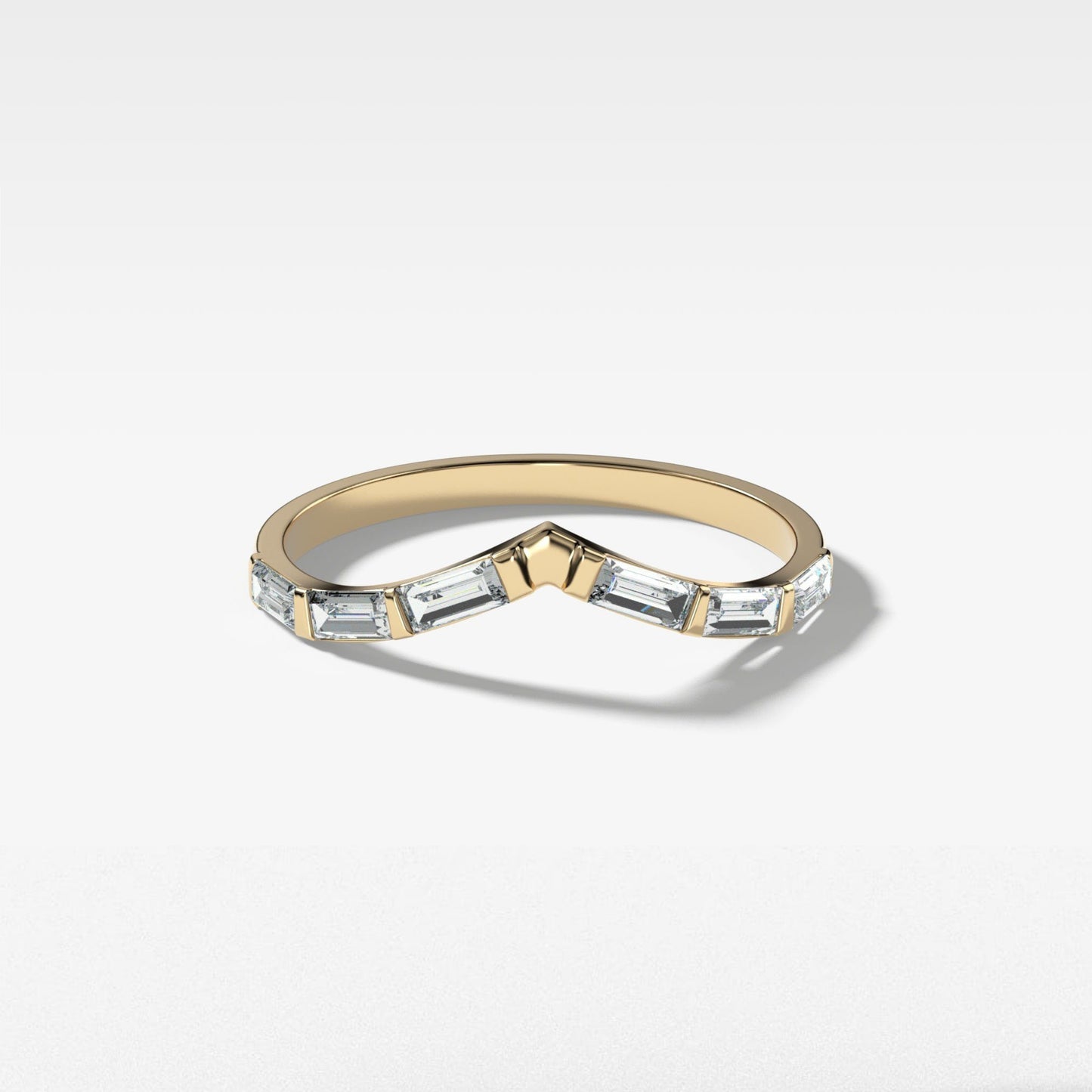 0.32 TCW Baguette CVD Diamond Chevron Bar Set Wedding Band