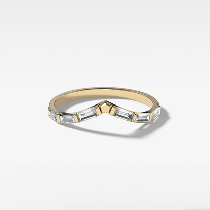 0.32 TCW Baguette CVD Diamond Chevron Bar Set Wedding Band