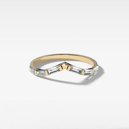 0.32 TCW Baguette CVD Diamond Chevron Bar Set Wedding Band
