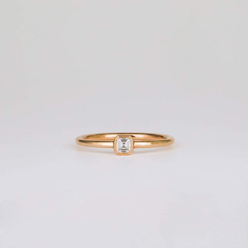0.15 CT - 2.15 CT Asscher Cut Lab grown Diamond Solitaire Bezel Setting Engagement Ring