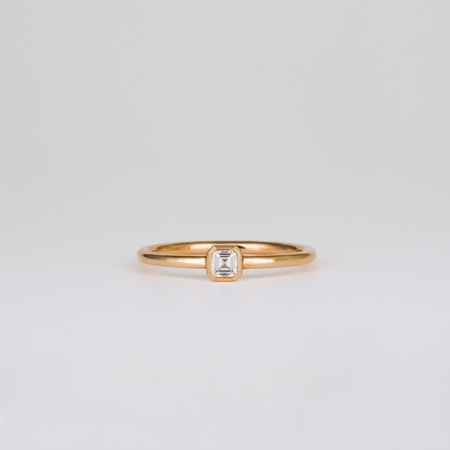 0.15 CT - 2.15 CT Asscher Cut Lab grown Diamond Solitaire Bezel Setting Engagement Ring