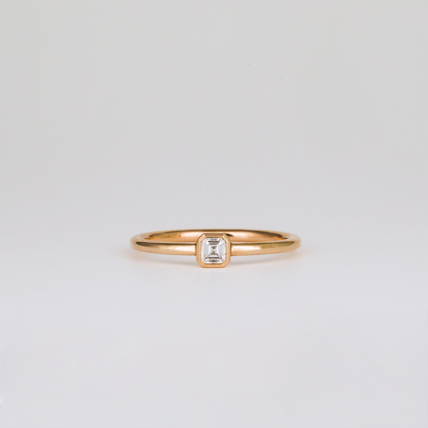 0.15 CT - 2.15 CT Asscher Cut Lab grown Diamond Solitaire Bezel Setting Engagement Ring