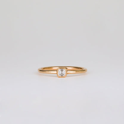 0.15 CT - 2.15 CT Asscher Cut Lab grown Diamond Solitaire Bezel Setting Engagement Ring