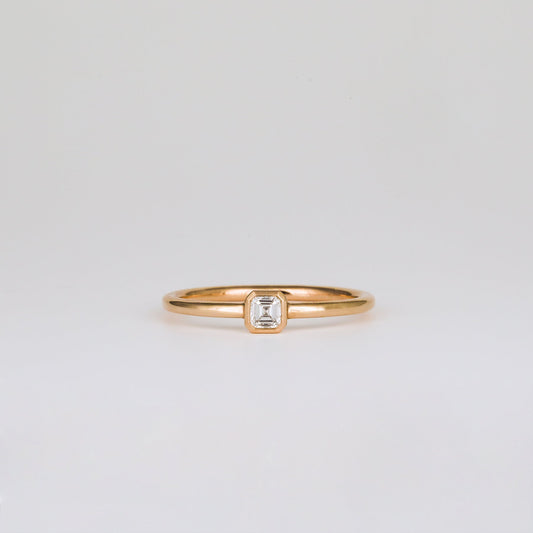 0.15 CT - 2.15 CT Asscher Cut Lab grown Diamond Solitaire Bezel Setting Engagement Ring