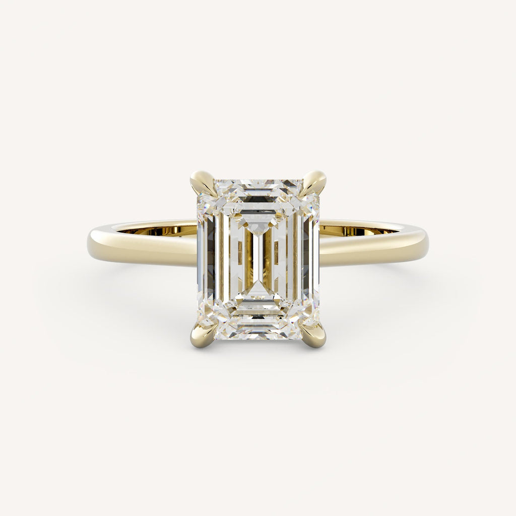 1 CT - 3 CT Emerald Cut Lab grown Diamond Solitaire Cathedral Setting Engagement Ring