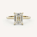 1 CT - 3 CT Emerald Cut Lab grown Diamond Solitaire Cathedral Setting Engagement Ring