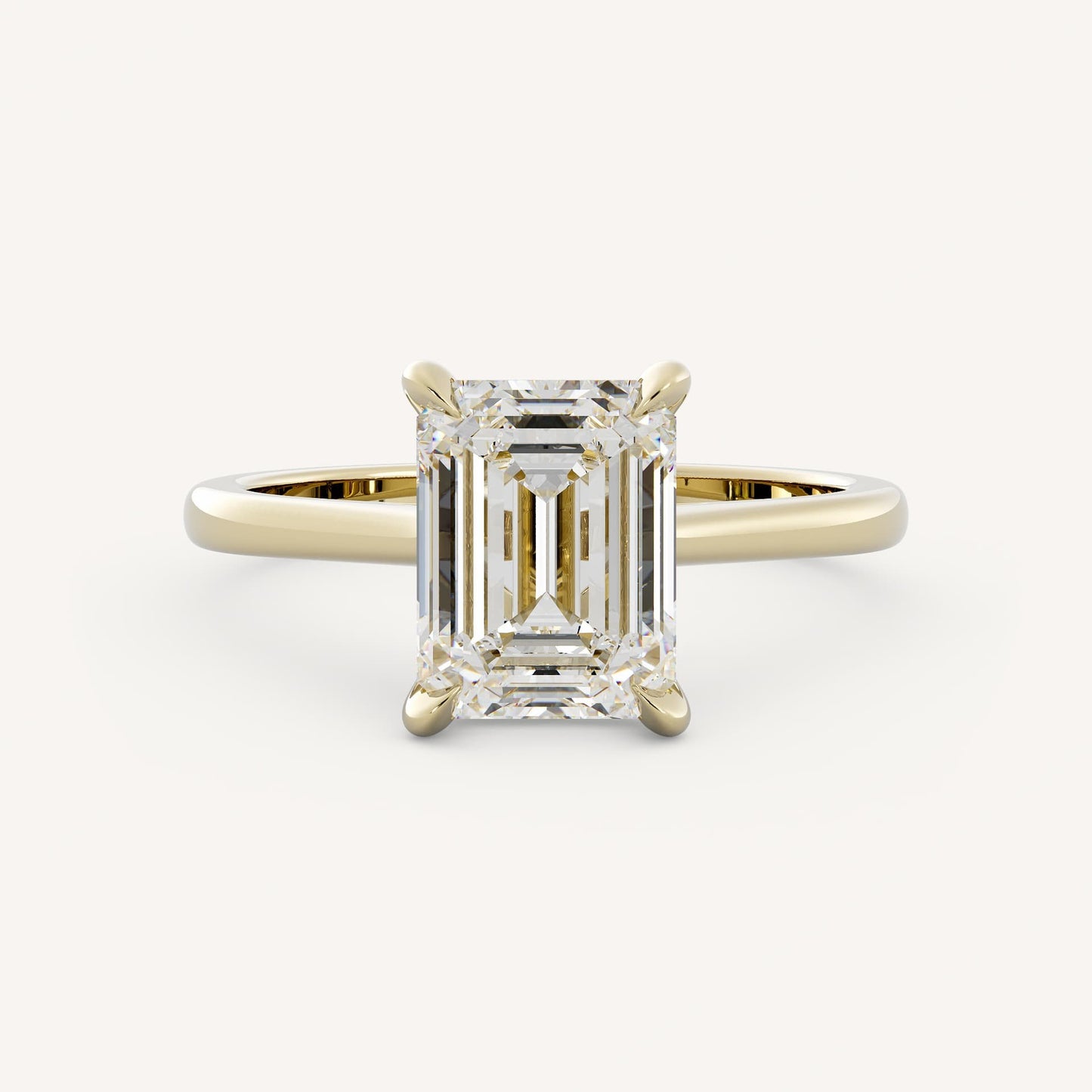 1 CT - 3 CT Emerald Cut Lab grown Diamond Solitaire Cathedral Setting Engagement Ring