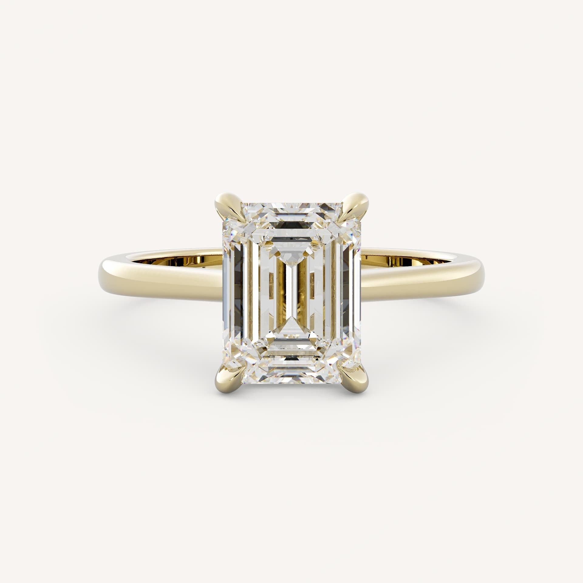 1 CT - 3 CT Emerald Cut Lab grown Diamond Solitaire Cathedral Setting Engagement Ring