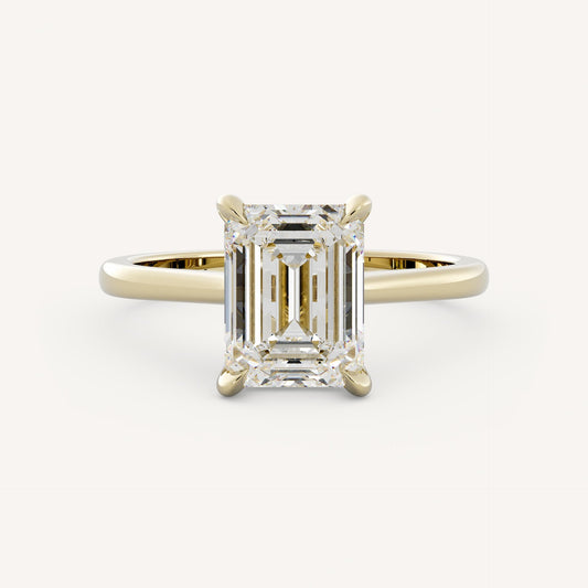 1 CT - 3 CT Emerald Cut Lab grown Diamond Solitaire Cathedral Setting Engagement Ring