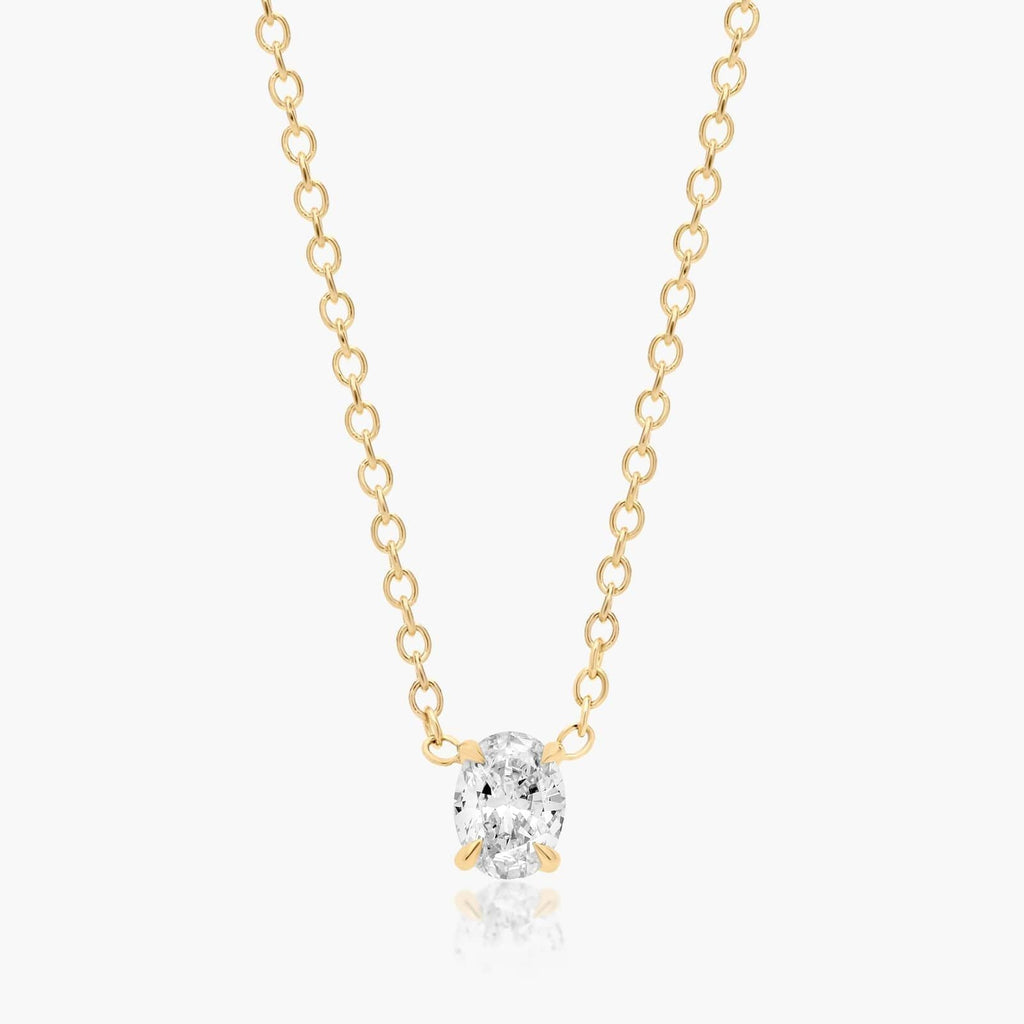 0.25 - 3.00 CT Oval Cut Moissanite Diamond Solitaire Necklace