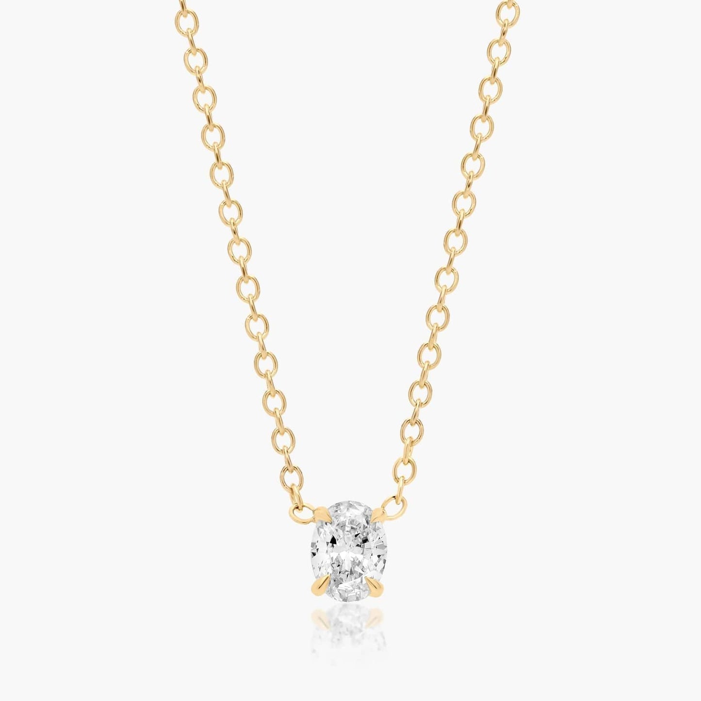 0.25 - 3.00 CT Oval Cut Moissanite Diamond Solitaire Necklace
