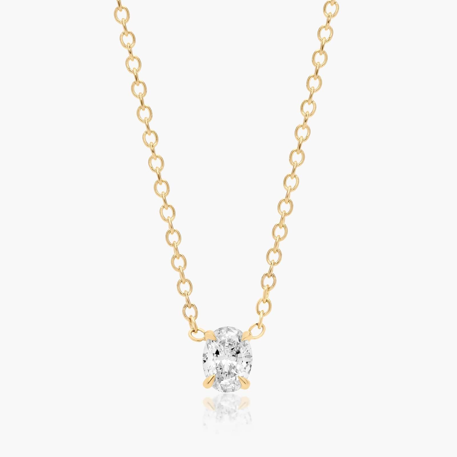 0.25 - 3.00 CT Oval Cut Moissanite Diamond Solitaire Necklace