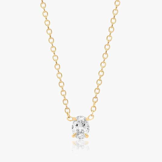 0.25 - 3.00 CT Oval Cut Moissanite Diamond Solitaire Necklace