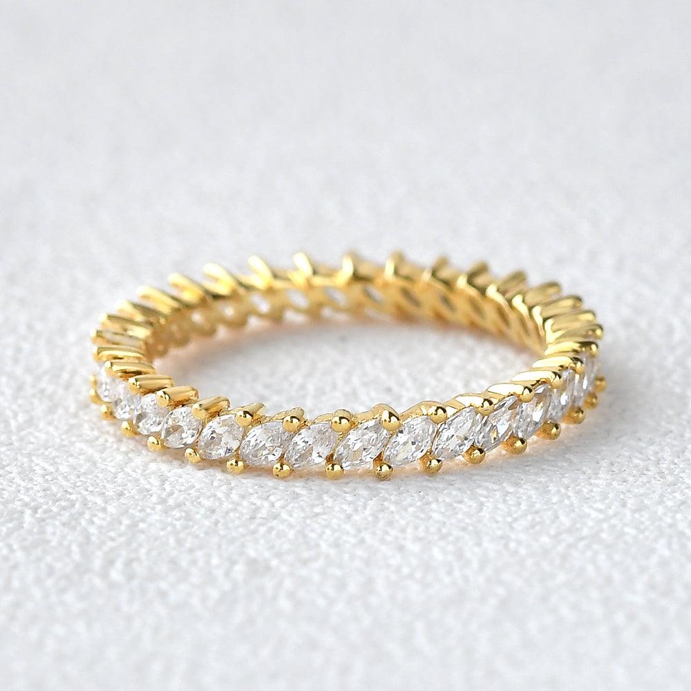0.7 TCW Marquise Moissanite Full Eternity Wedding Band