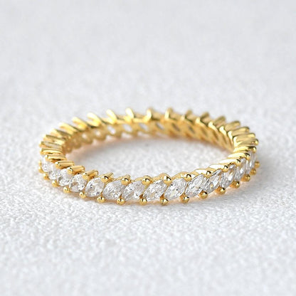 0.7 TCW Marquise Moissanite Full Eternity Wedding Band