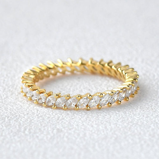 0.7 TCW Marquise Moissanite Full Eternity Wedding Band