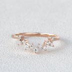 0.1 TCW Round Moissanite Cluster Curved Wedding Band